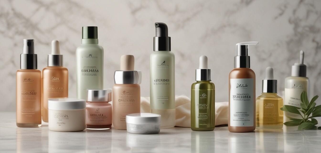 Organic skincare products on a marble surface